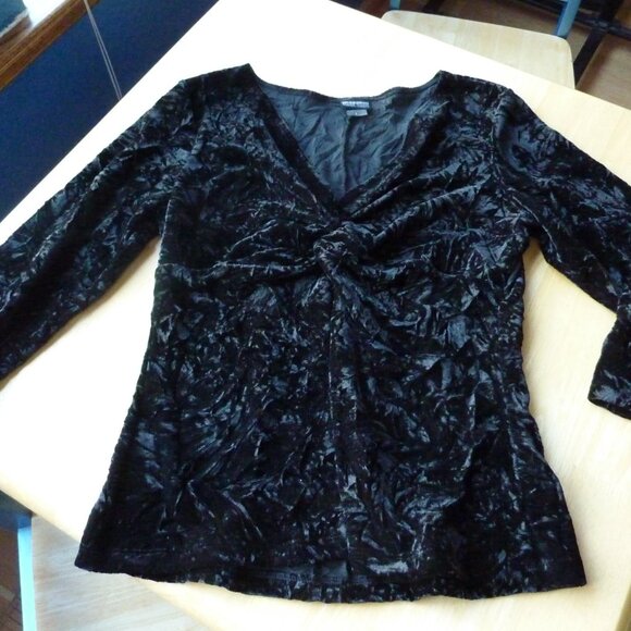 NOMADIC TRADERS GOTH WEDDING BLACK CRUSHED VELVET LONG SLEEVE SHIRT BOHO GYPSY L - Picture 7 of 16